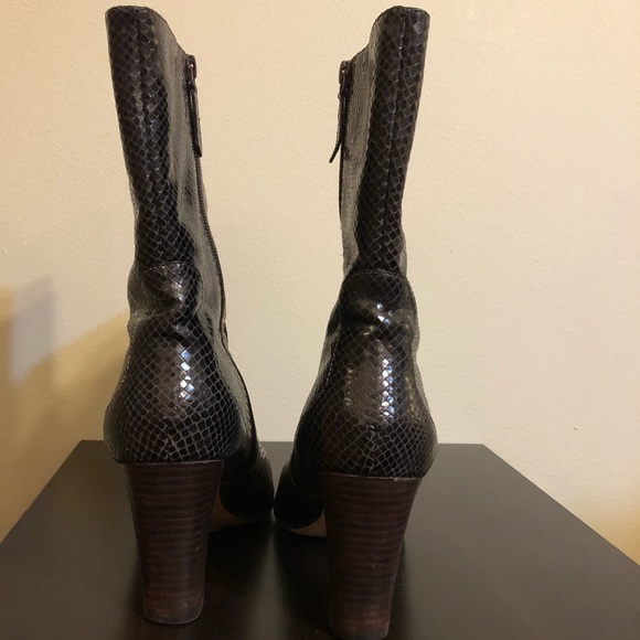 Cole Haan Leather Snakeskin Harper Heeled Boots - Picture 3 of 11